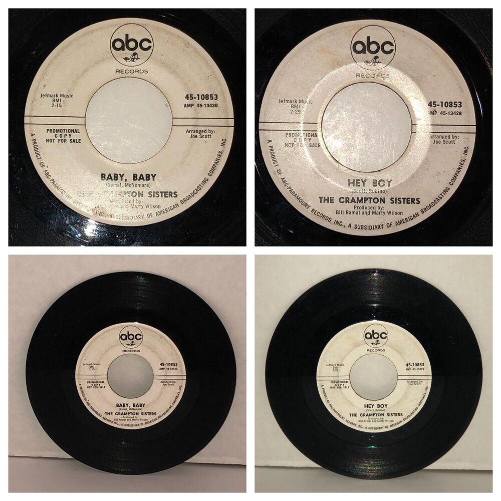 CRAMPTON SISTERS Baby, Baby / Hey Boy 45 September 1966 ABC Records Promo Copy